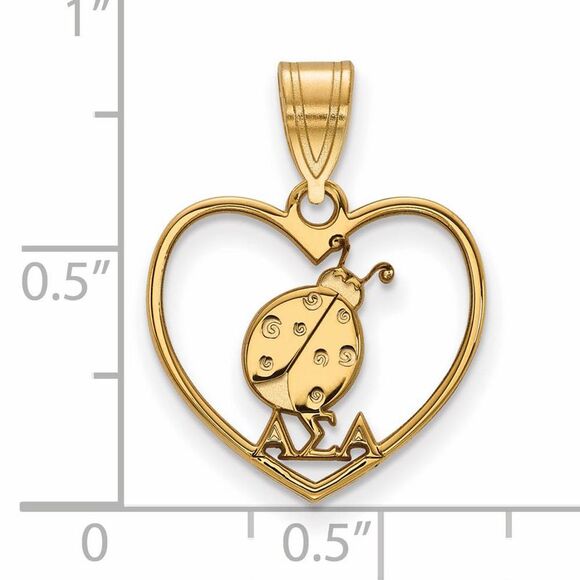 14K Plated Silver Alpha Sigma Alpha Heart Pendant - Picture 2 of 4